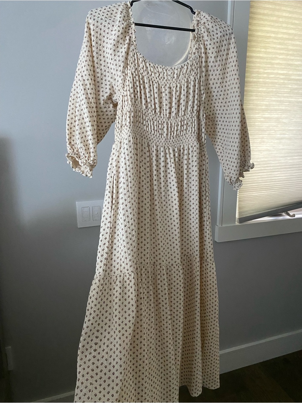 Neuflora Smocked Midi Dress with Puff Sleeves
